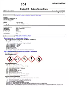 Biobor DC Plus + Cetane Winter SDS - Safety Data Sheet PDF