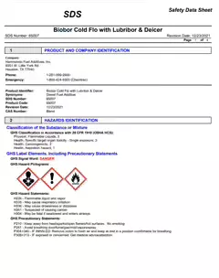 Biobor ColdFlo With Lubribor SDS - Safety Data Sheet PDF