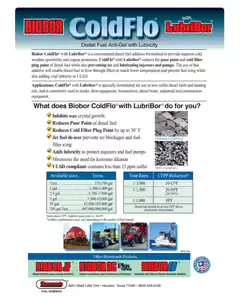 Biobor ColdFlo With Lubribor Specification Sheets PDF